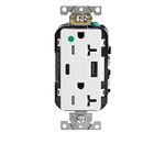 Leviton T5833-HGW Heavy-Duty Hospital Grade, Tamper Resistant, Type A-C USB Charger Receptacles, 20 Amp, White