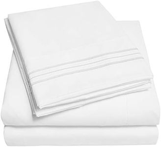 1500 Sweet Home Collection Bed Sheets - 4 Piece Bed Sheet Set Deep Pocket &, Since 2012 - Wrinkle Free Hypoallergenic Bedding -, 23 Colors - Full, White