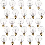 25 Pack G40 Incandescent Replacement Light Bulbs: 7 Watt G40 Globe Bulbs for Outdoor Chritsmas String Lights, C7/E12 Candelabra Screw Base Salt Lamp Night Lights Bulbs, Indoor/Outdoor Use, Warm White