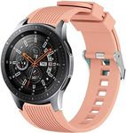 Sport Band for Samsung Galaxy Watch 3 45mm / Samsung Gear S3 Frontier Classic Band, MH MOIHSING 22mm Soft Silicone Metal Buckle Replacement Wristband Sport Strap for Galaxy Watch 46mm (Pink)