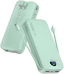 citicr Portable Charger 20000mAh PD20W w/Built-in Cables & Wall Plug Green