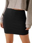 Verdusa Women's Basic High Waisted Pencil Bodycon Short Skirt, Black, Medium