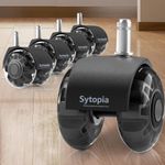 Office Chair Wheels-2 Inch Replacement for All Hardwood and Carpet Floors, Heavy Duty Rollerblade Style Computer Desk Chair Casters, Sytopia Universal Caster Wheels Size(11x22 mm), Set of 5 - Black