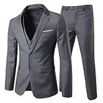 Allthemen Mens Suits 3 Piece Regular Slim Fit Wedding Tuexedo Suit for Men Business Casual Wedding Suits Jacket Blazer Waistcoat Trousers Grey L