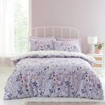 Catherine Lansfield Isadora Floral Reversible Double Duvet Cover Set with Pillowcases Lilac