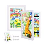 Hipsignal 2 Pack Kids Art Frame, 8.5x11 Artwork Frames Changeable with Stand, Front Opening Picture Frame for Storage & Display Holds 150, for Children Art Projects, Drawings, School Crafts, White