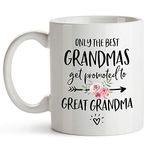 YouNique Designs Only the Best Grandmas Get Promoted to Great Grandma Mug, 11 Ounces, Announcement (White)