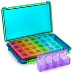 Kononia Weekly Pill Organizer 7 Days 4 Times a Day, Water-Resistant Travel Pill Box, Weekly Pill Case, Daily Pill Container with Extra Case