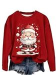 Fuyxxmer Merry Christmas Sweatshirts for Women Santa Claus Christmas Trees Graphic Xmas Pullover Tops