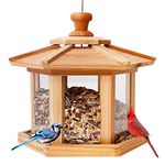 Solution4Patio Hexagon Shaped Gazebo Bird Feeder, USA Cedar, Mangeur d'oiseaux extérieur, Hollow Mesh Tray, Large Capacity, Easy to Clean & Fill, 9.6" Dia. X 8.7" Tall #G-B121A00-CA