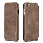 QLTYPRI Case for iPhone 6 iPhone 6S, Vintage Slim Magnetic Closure PU Leather Case with Stand Function & Credit Card Slot Holder Shockproof Flip Wallet Cover for iPhone 6 6S - Brown