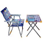 Enamic UK Study Desk Best for Kids, Cartoon Pattern Printed Adjustable Foldable Study Table and Chair Set, for Kids Boy and Girl (Age 2 to 5 Year Old) (Red Blue Color May Vary) || DF-619