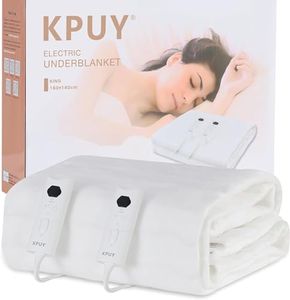 KPUY Calienta Camas Manta Electrica Doble - 10 Configuraciones de Calor - Pantalla LED - Rápido Calentamiento - Protección contra Sobrecalentamiento - Lavable a Máquina,Correas de Ajuste,160x140cm