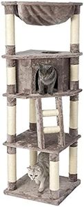 HONEYPOT CAT by CHOKYO Chipboard Flannel Cat Tree Cat Tower Build with Extra Large Condo, Sisal Scratching Posts and Heavy Base Plate (1.58m)
