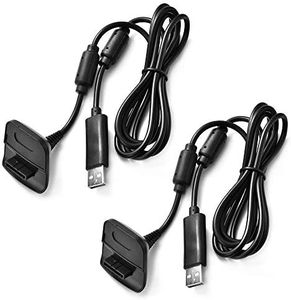 Xbox 360 Charge Kit USB Charging Cable for Xbox 360 / XBox 360 SlimWireless Game Controllers,2 Pack Black