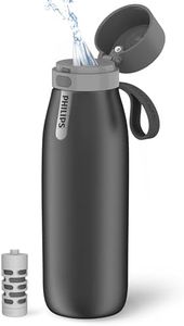 Philips Water GoZero Everyday Insulated Stainless Steel Water Bottle with Philips Everyday Tap Water Filter BPA Free Transform Tap Water into Healthy Tastier Water Keep Drink Hot/Cold, 32 oz, Grey