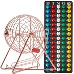 MR CHIPS Professional Bingo Cage and Bingo Balls with Bingo Board - Rose Gold