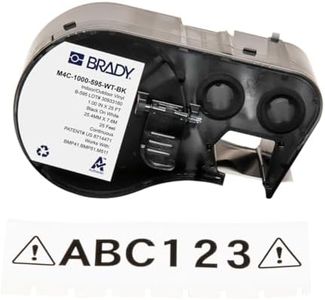 Brady Authentic (M4C-1000-595-WT-BK) All-Weather Vinyl Labels 1 in W x 25ft Black on White. for use with The BMP41, BMP51, and M511 Label Printers