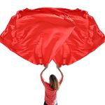 Wuchieal 51'' * 45'' rectangle Worship Flags, silk like Prophetic Worship Banner Praise Flags with Scalable Rods 1 pairs (Red)