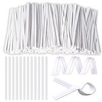 1200 Pcs White Paper Twist Ties, 5 Inch/12cm Reusable Twist Ties for Pastry Bags Cellophane Bags Bread Cookie Candies Snacks Cake Bakery Plastic Treat Bag