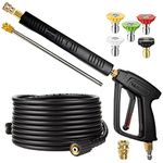 YAMATIC Pressure Washer Gun and Hose Kit, 25 FT Kink Resistant Power Washer Hose and Wand, 3/8" Swivel Quick Connector & M22-14mm Fitting Replacement for Ryobi, Simpson, Craftsman, 4000 PSI