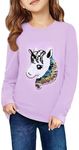 Arshiner Girls Unicorn Shirts Long Sleeve Fall Flip Sequin T-Shirt Tops A-Purple