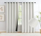 Cream White Linen Full Blackout Curtains for Bedroom Thermal Insulated Energy Saving Window Panels Farmhouse Burlap Texture Drapes for Living Room 2 Panels Set Grommet Top 60"x 72"x2