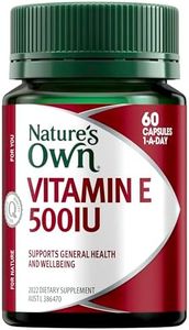 Nature's Own Vitamin E 500IU Capsules 60 - Antioxidant Reduces Free Radicals - Supports Healthy Immune System Function in Elderly Individuals- Helps Prevent Vitamin E Deficiency