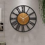 Round Wall Clock for Living Room Decor Modern Battery Operated Silent Non Ticking Black Clocks for Home Living Room Garden Office Cafe Decoration -40CM/16INCH