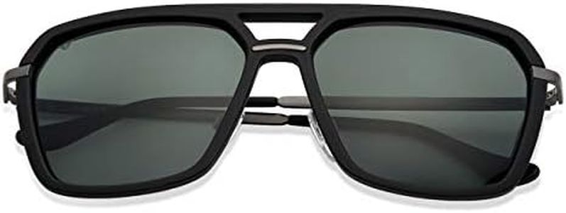 Vincent Chase by Lenskart | Matte Black Gunmetal Green | Full Rim Hexagonal Polarized Sunglasses | Men & Women | Large | VC S11745 -C1