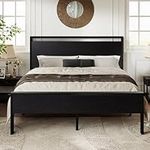 Allewie Full Size Platform Bed Frame with Wooden Headboard and Footboard, Heavy Duty 12 Metal Slats Support, No Box Spring Needed, Under Bed Storage, Non-Slip, Noise Free, Easy Assembly, Black Oak