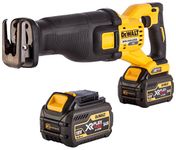 DEWALT DCS388T2 54 V XR Cordless Flexvolt Reciprocating Saw with 2 x 6 A Batteries - Yellow/Black