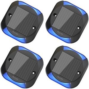 Quntis Solar Decking Lights 4 Pack, Blue Solar Ground Light IP65 Waterproof, Pressure Resistant 3 Tons Driveway Dusk to Dawn Stair Lights for Lawn Patio Walkways Sidewalk Front Door Driveway