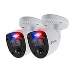 Swann Add-On DVR Bullet Security Cameras with Spotlights, Flashing Lights, Sirens, 4K Ultra HD Video, Indoor or Outdoor design, Colour Night Vision plus True Detect Heat & Motion Detection - 2 Pack