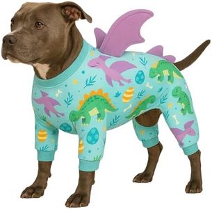 LovinPet Large Dog Pajamas, Four-Leg Stretch Onesie Bodysuit, Lightweight UV-Shielding Pajamas, Anti-Lick Calming Recovery Suit for Surgery, 3D Dino Wing Design with Soft Spikes, Blue Purple, XL