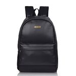 Veneer Medium Size 20 L Laptop Backpack Men Womens Girls Fashion Pu Leather Mini Casual Backpack Bags For School, College, Tuition, Office Bag (Black)