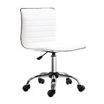 Vinsetto Adjustable Swivel Office Chair with Armless Mid-Back in PU Leather and Chrome Base - White