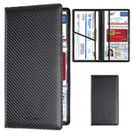 Car Registration and Insurance Card Holder, Vehicle License Document Glove Box Compartment Organizer, Essential Car Wallet Case for Driver Auto Owners Trailer Motorcycle Boat (Carbon Fiber Black)