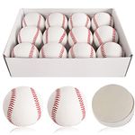 bkk Bkkack Soft Baseballs, T Ball Baseballs 12 Pack Autograph Baseball Bulk,Standard Size Leather Baseballs 9 Inch Unmarked Baseballs for Pitching/Autographs/Training (Soft)