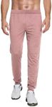 VANCAMEL Men's Casual Jogger Pants with Zipper Pockets Lightweight Workout Sweatpants Running Jogging Pants with Zipper Pocket Pink Heather