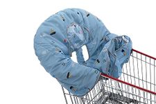 Shopping Trolley Cover - Trolley Cart Seat Cover for Baby or Toddler - 2-in-1 Shopping Cart Cover - Includes Carry Bag - Machine Washable (Light Blue)