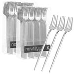 Novelty Modern Flatware, Cutlery, Disposable Plastic Dinner forks Luxury Silver 64 Count