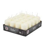 Hofer Ivory Pillar Candles - Set of 20 Decorative Small Candles - 4 x 7 cm - 11 Hours Long Burning - Unscented - Dripless - Smokeless - RAL Quality