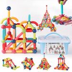 COUOMOXA 110 PCS Magnetic Building Blocks Toy-Stem Construction Building Set Learn Resource for Toddler Kids Magnet Toys for 3+ Year Old Montessori Toys for 3-6 Year Old Girl Boys Birthday Gift…