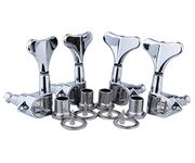 Guyker Guitar Bass Tuners (2R + 2L) - 1:17 Ratio Headstock Sealed Tuning Key Pegs Machine Head Replacement for Electric Jazz Bass or Precision Instruments - Chrome