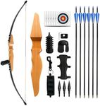 REAWOW Archery Recurve Bow and Arrows Set for Adults Takedown Bows Survival Bow Hunting Longbow Kit Right Hand Straight Bow for Beginner Outdoor Hunting Shooting Practice