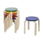 ECR4Kids Bentwood Stacking Stools for Kids, 12" H, Assorted (6-Piece Set)