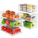 changshengda Fridge Storage Organiser- 6 Pack (3 Sizes) Fridge Organisers Stackable, Fridge Organisers for Pantry, Freezer, Cabinet, Drawer