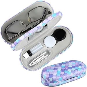 AITIME Contact Lens Case, Contact Case Kit, 2 in 1 Double Sided Portable Contact Lense Case and Eyeglasses Case, with Marbling, Multifunction, Durable, Compact, Portable Storage Kit