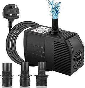 BARST 1100L/H Submersible Pump with Filter(16W),Ultra Quiet Water Pump for Fountains, Pool, Fish Tank, Pond, Hydroponics, Statuary with 4 Strong Suction Cups,3 Nozzles & 1.83m Power Cord 16W